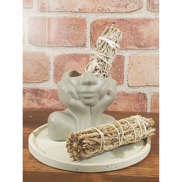 Cement Face Planter Pot, Concrete Persons Upper Body Succulent Planter - Picture 6 of 10